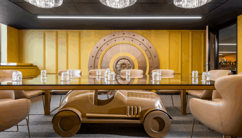 Professional Monopoly themed Bank room available to hire meeting rooms in Liverpool Street with high spec technology.