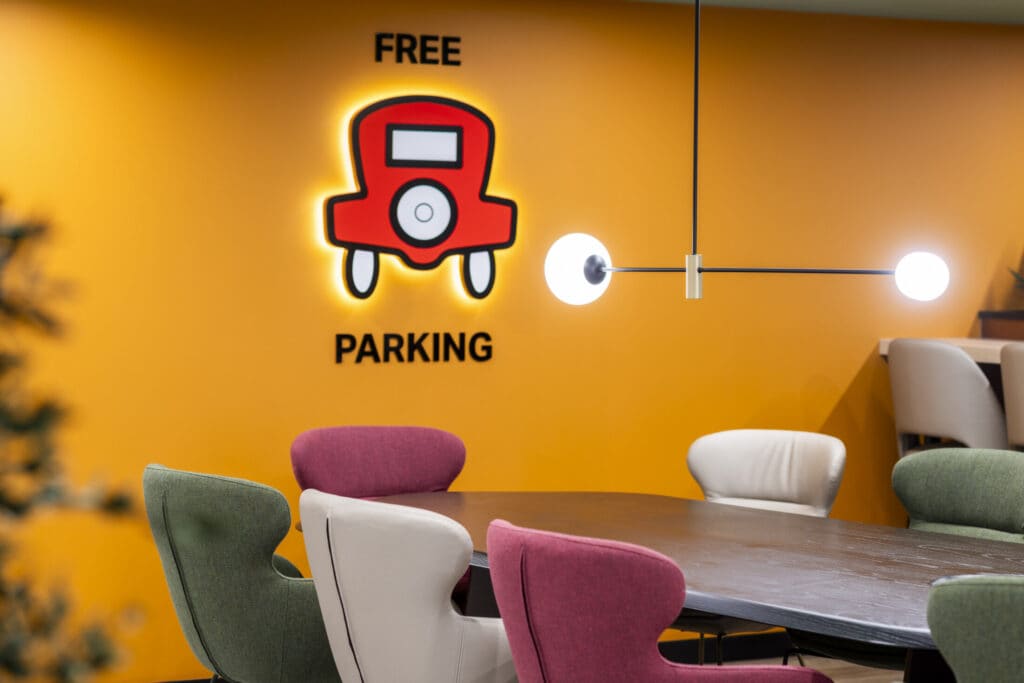 Luxury workplace amenities and breakout space at our 46 New Broad Street location for office space to rent in Liverpool Street.