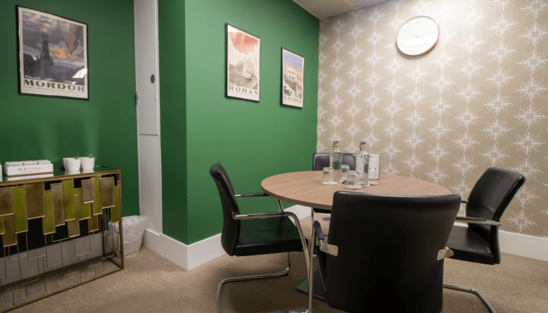 The sophisticated Tolkien themed meeting room at OSiT St Paul's, providing a professional and stylish boutique environment for small group collaboration.