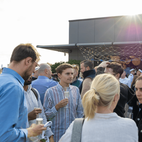 Luxury rooftop event space for hire in London EC3R, showcasing a private corporate party at Office Space in Town Monument located at 20 St Dunstan’s Hill.