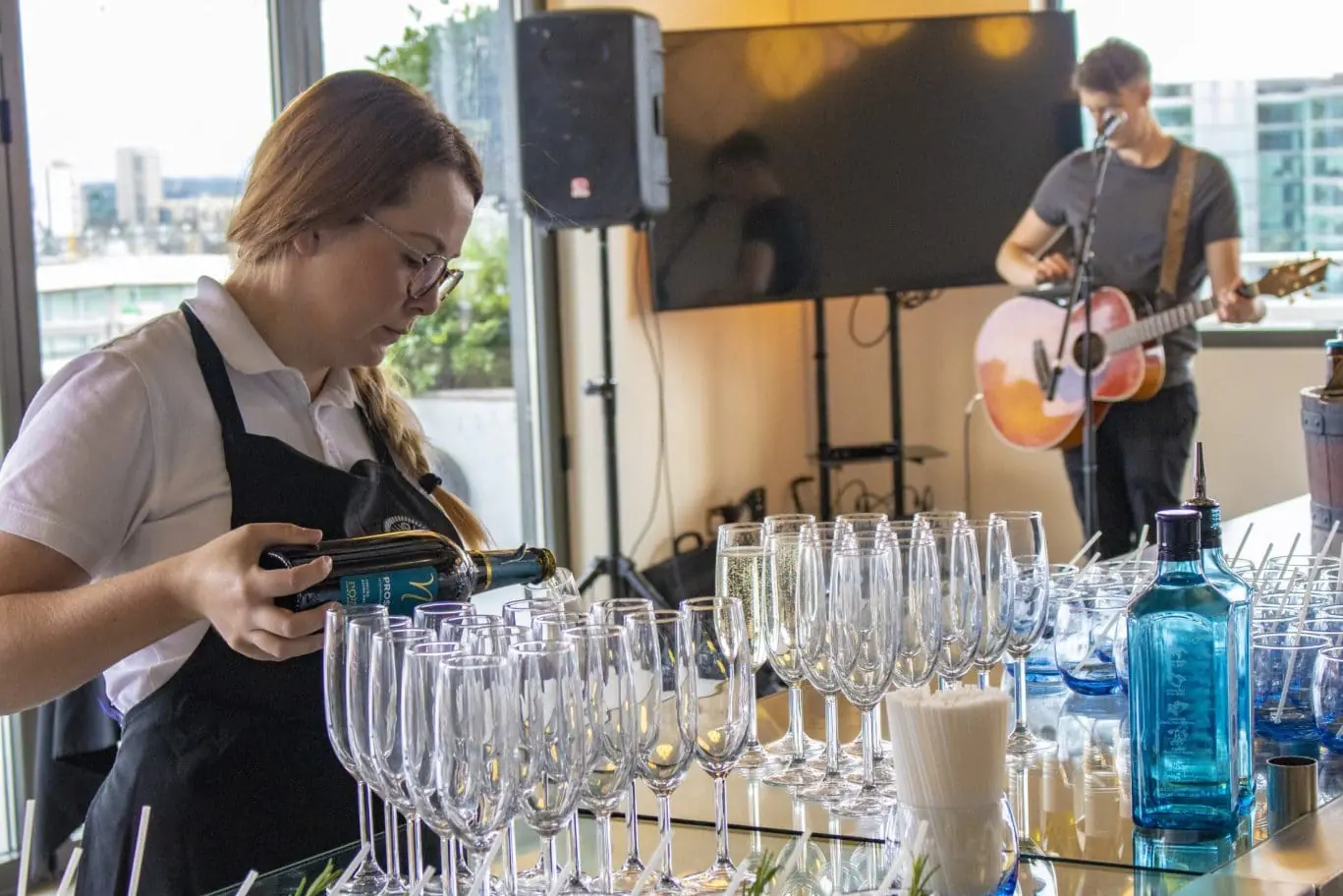 Rooftop venue hire in London EC3R near Monument Station, highlighting The Deck at OSiT for corporate summer parties and professional events with views of The Shard and Tower Bridge.