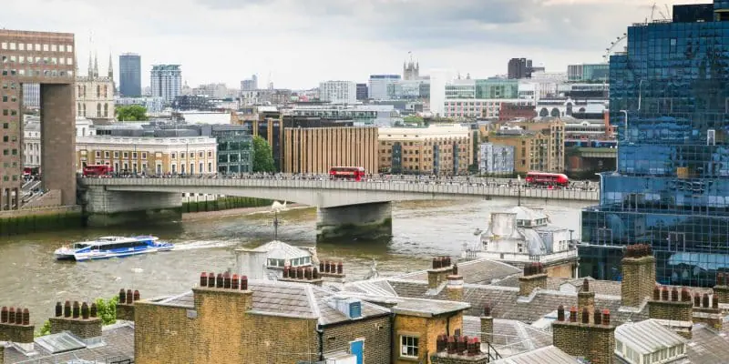 Rooftop view of The Shard and London Bridge from OSiT 20 St Dunstan's Hill, highlighting the premium outdoor amenities and event space at our Monument EC3R location.