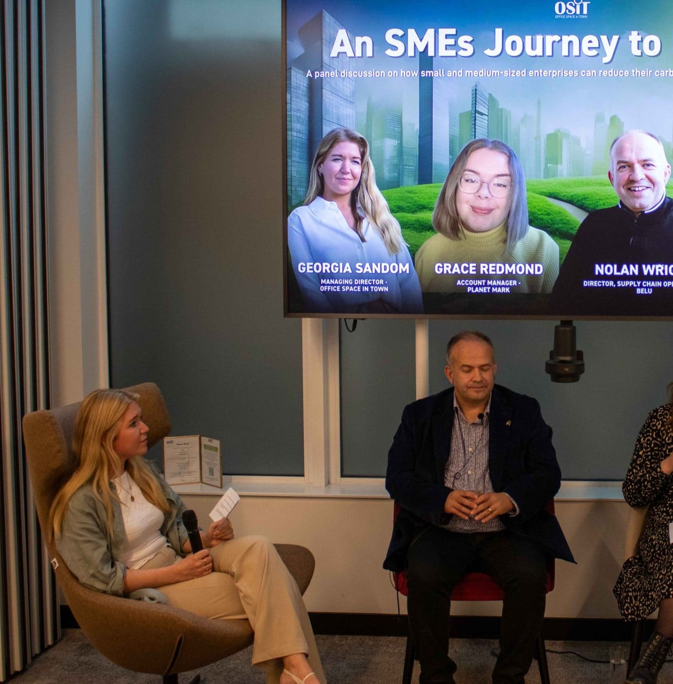 Experts speaking at the OSiT Wellness Festival panel talk, celebrating the sustainability in the City of London.