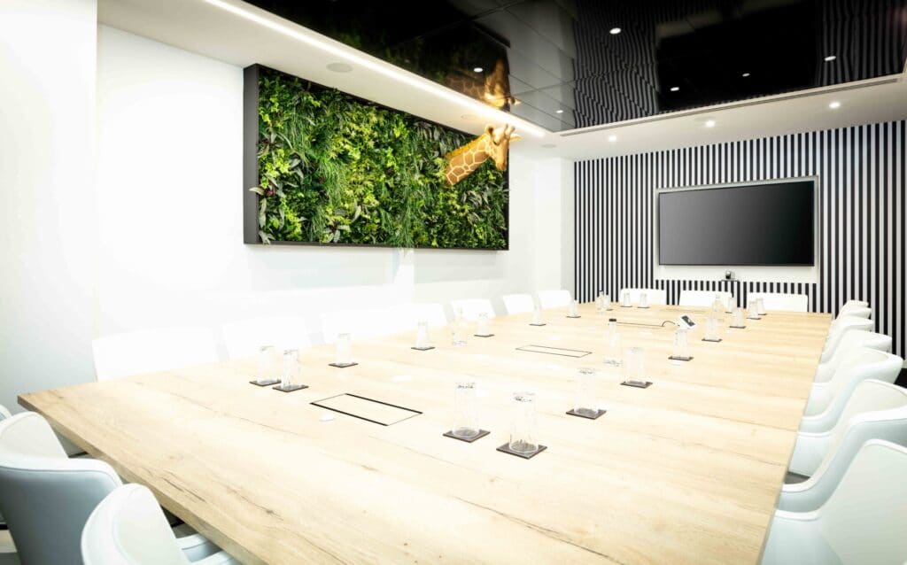 Unique meeting room hire in Blackfriars London EC4Y, highlighting the Safari-themed boardroom at OSiT 22 Tudor Street for creative workshops and corporate pitches.