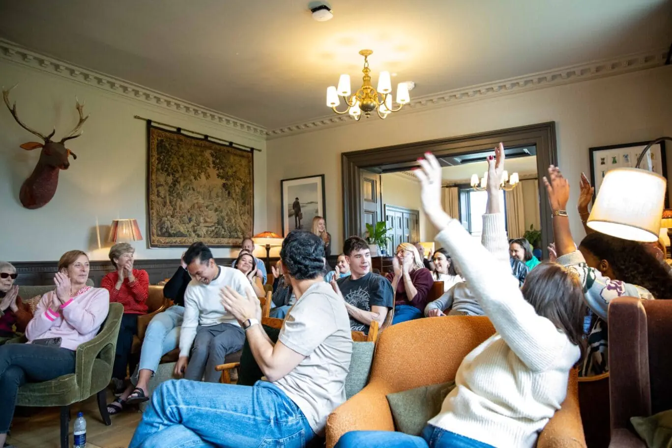 The OSiTeer team enjoying an annual weekend away to celebrate company success and strengthen the close knit family culture that defines Office Space in Town boutique serviced offices.