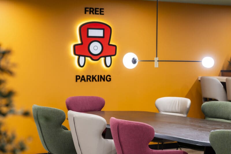 Luxury workplace amenities and breakout space at our 46 New Broad Street location for office space to rent in Liverpool Street.